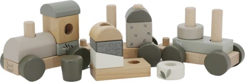 Label -Label Fa játékvonat építőelemekkel - Oliva színben