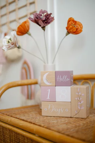 Label Label Fa mérföldkőkockák - Pink
