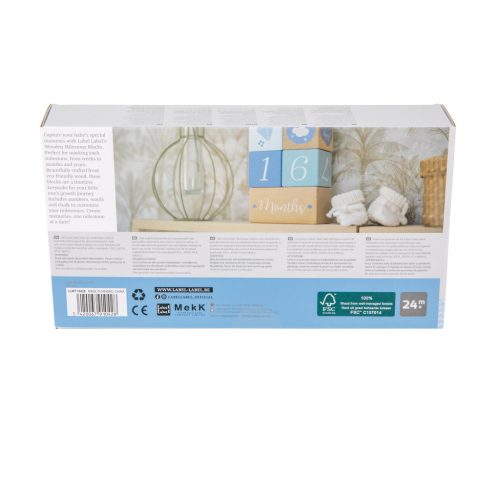 Label Label Fa mérföldkőkockák- Kék