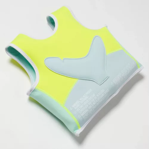 Sunnylife úszómellény 2-3 év - Salty the Shark Aqua Neon Yellow