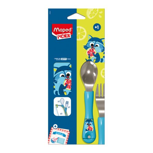 Maped Picnic Fém evőeszköz készlet, szövet tokban - Concept Miniz -Mosómedve