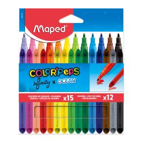   Maped Színes ceruza és filctoll készlet, „Color'Peps INFINITY”, 15+12 különböző szín