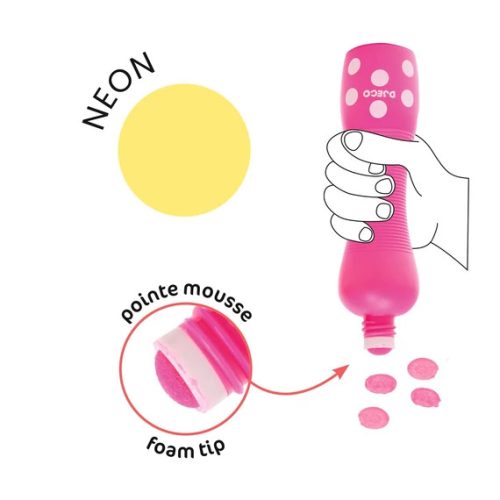 Djeco - Marok filc készlet 4 fluoreszkáló színben - Pontozó színezéshez