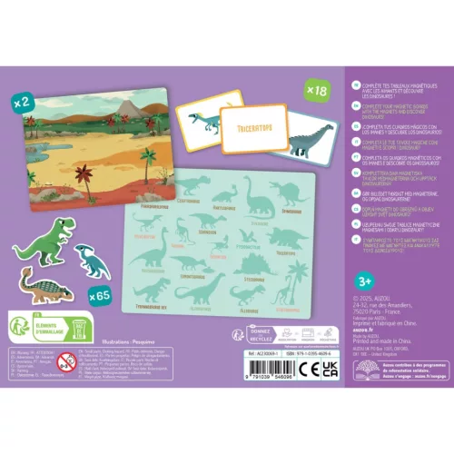 Auzou - Mágneses készségfejlesztő doboz, Dinoszauruszok