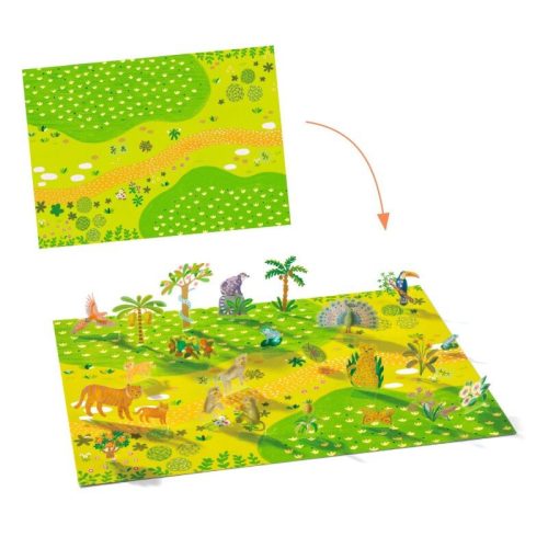 Djeco - Matricázós sztorik, 3D - Állati élőhelyek - Felemelhető matricákkal