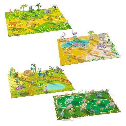 Djeco - Matricázós sztorik, 3D - Állati élőhelyek - Felemelhető matricákkal