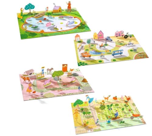 Djeco - Matricázós sztorik, 3D - Farm -Felemelhető matricákkal