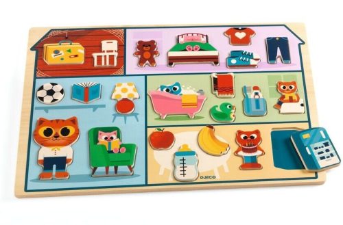 Djeco - Formaillesztő, formaberakó - A házban - Fa puzzle