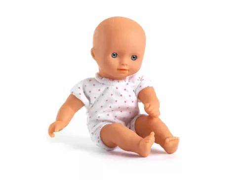 Djeco - Mini Barbara - Játékbaba - mózeskosárral , 20 cm