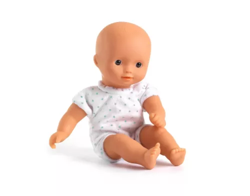 Djeco - Mini Sasha - Játékbaba - mózeskosárral , 20 cm
