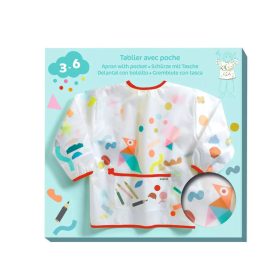 Djeco - Gyerekkötény zsebbel - Matrica és ceruza mintás