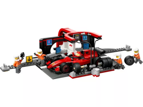 LEGO City 60443- F1-es boxutca és személyzet, Ferrari versenyautóval