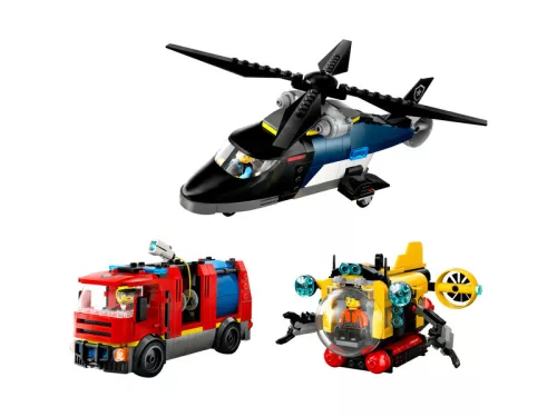 LEGO City 60462 - Nagyszerű járművek 3 az 1-ben - Helikopter, tűzoltóautó, tengeralattjáró