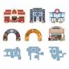 Djeco - Crazy Motors autópálya - Városi úthálózat épület elemekkel - Padló puzzle