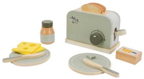 Label-Label kenyérpirító kiegészítőkkel, olíva - Fa játék szerepjáték