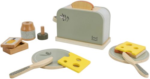 Label-Label kenyérpirító kiegészítőkkel, olíva - Fa játék szerepjáték