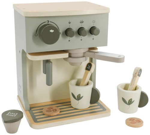 Label-Label kávéfőző szett kiegészítőkkel, olíva - Fa játék szerepjáték