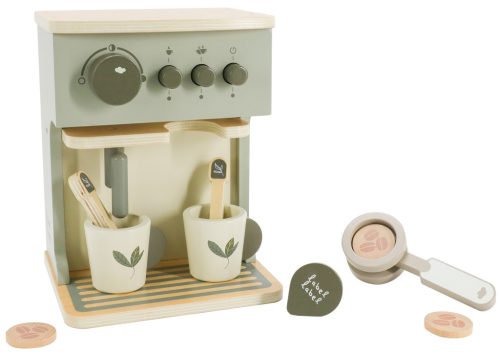 Label-Label kávéfőző szett kiegészítőkkel, olíva - Fa játék szerepjáték