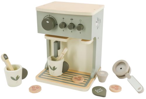 Label-Label kávéfőző szett kiegészítőkkel, olíva - Fa játék szerepjáték