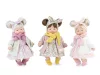 Marina&Pau Kislány színes virágos ruhában és kardigánban, sárga kiszoknival és sállal - 26cm