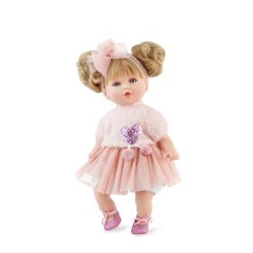   Marina&Pau Kislány rózsaszín tüllszoknyában szívescskés felsőben -40cm-es baba díszdobozban