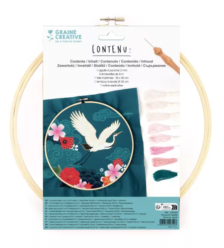 Graine Creative Punch needle hímzőkészlet – Japán daru (25 cm)