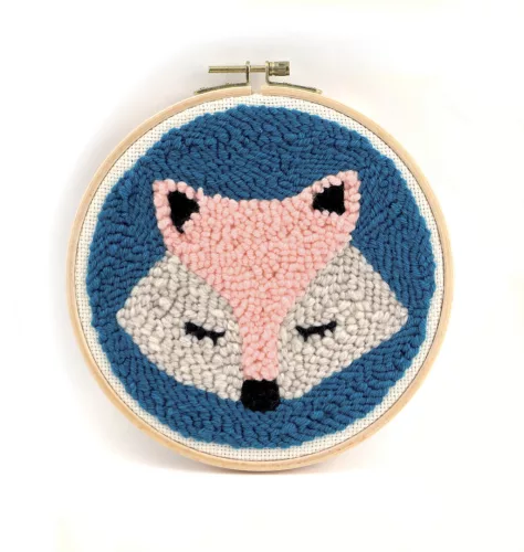 Graine Creative Punch needle hímzőkészlet – Róka (20 cm)
