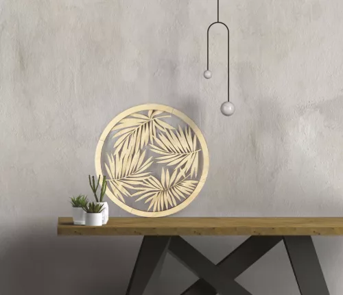 Graine Creative Fa képkeret – Levél mintás kör (400×400×9 mm)