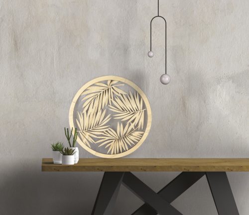 Graine Creative Fa képkeret – Levél mintás kör (400×400×9 mm)