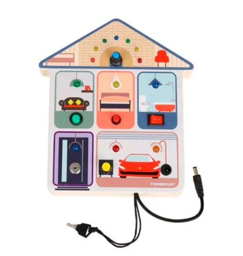 Montessori házikó tábla fényekkel és kapcsolókkal TOPBRIGHT