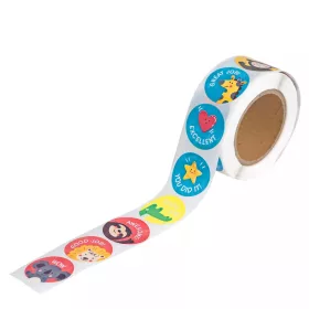   Motivációs matricatekercs 2,5cm 500 mateica/tekercs vegyes mintával