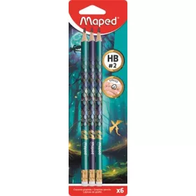    Grafitceruza radírral, HB, háromszögletű, MAPED "Dragon sárkány ", 6 db/csomag