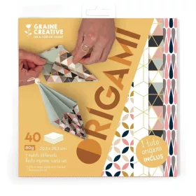   Graine Creative - Origami lapok 40lap - geometriai mintákkal 20x20cm