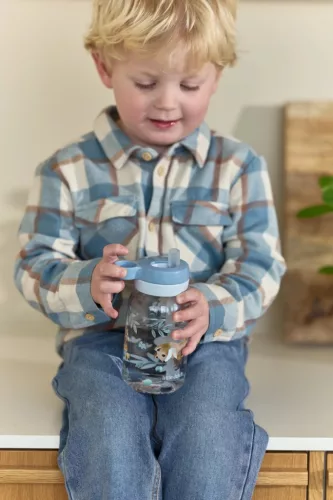 Little Dutch szívószálas kulacs 450 ml - Forest Friends