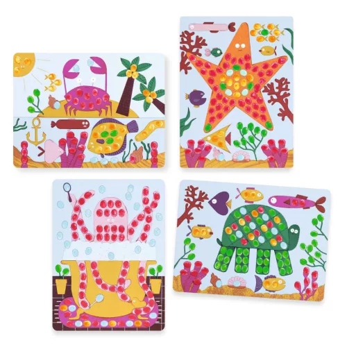 Djeco - Ujjfestés - Pöttyök és tengeri herkentyűk - Finger painting, Dots and fish