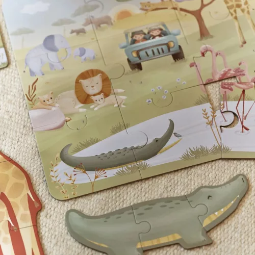 Little Dutch 6 az 1-ben puzzle - Safari Friends