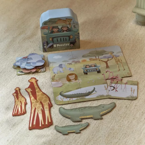 Little Dutch 6 az 1-ben puzzle - Safari Friends