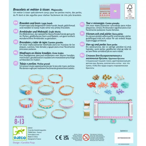 Djeco Ékszerkészítő készlet - Karkötők szövése különböző gyöngyökből - Large beads