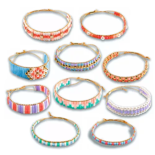 Djeco Ékszerkészítő készlet - Karkötők szövése különböző gyöngyökből - Large beads