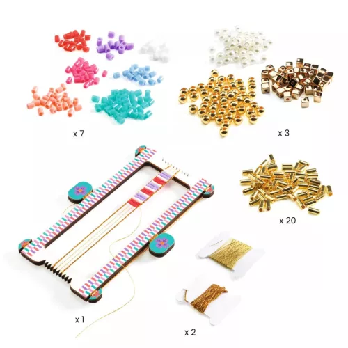 Djeco Ékszerkészítő készlet - Karkötők szövése különböző gyöngyökből - Large beads