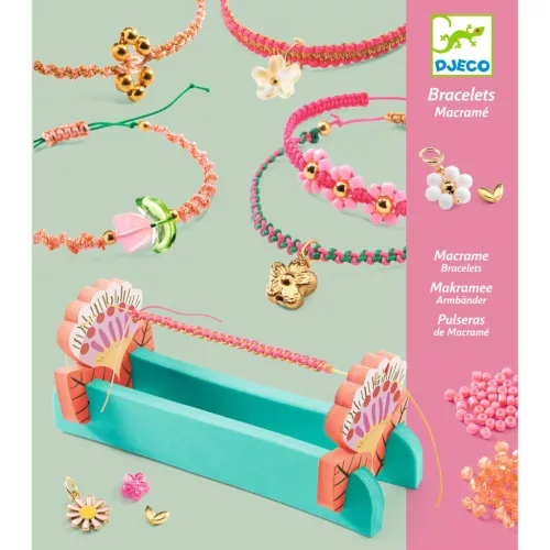 Djeco Ékszerkészítő készlet - Rózsaszín makramé karkötők - Pink macrame bracelets