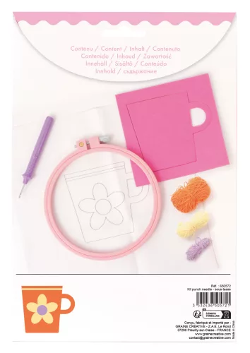 Graine Creative Punch needle hímzőkészlet – Virágos bögre (25 cm)