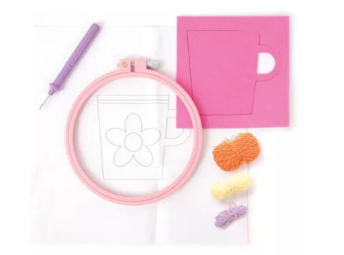 Graine Creative Punch needle hímzőkészlet – Virágos bögre (25 cm)