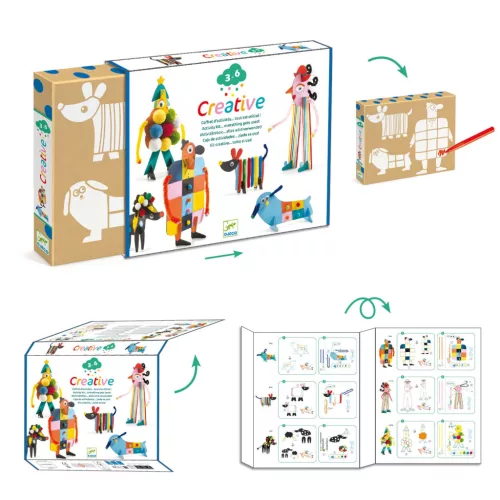 Djeco Kreatív műhely - 6 technika 1 dobozban - Bájos bolyhos - Fluffy box