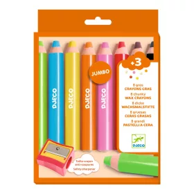   Djeco Kreatív eszközök - Vastag viaszceruza, 8 szín - 8 chunky wax crayons