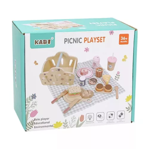 Kabi - Piknik játékkészlet fa kosárral