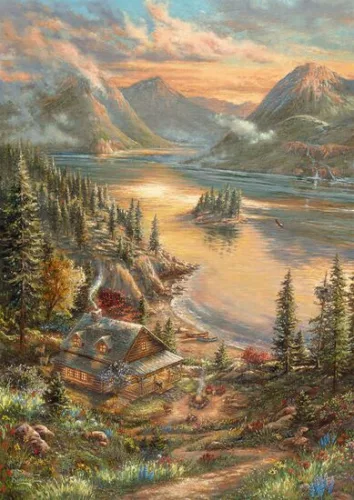 Hegyekkel ölelt folyó (59710) 500 db Thomas Kinkade Kirakó - Schmidt Spiele