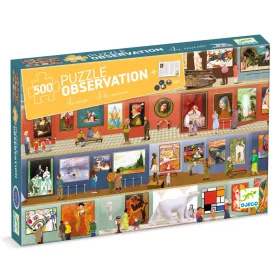   Djeco megfigyeltető puzzle - A múzeumban, 500 db-os - At the Museum + booklet