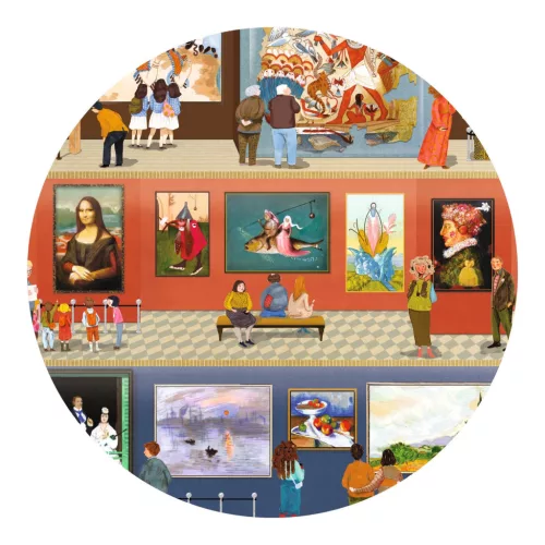 Djeco megfigyeltető puzzle - A múzeumban, 500 db-os - At the Museum + booklet