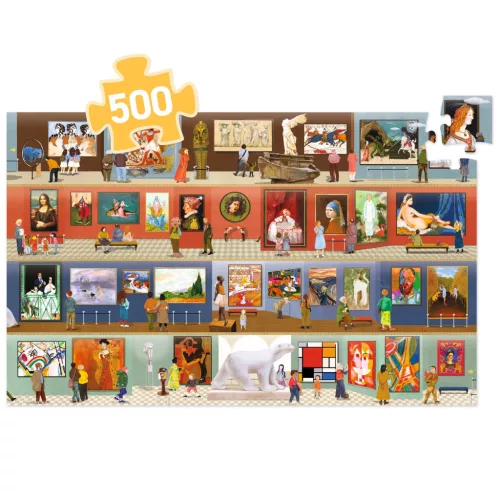 Djeco megfigyeltető puzzle - A múzeumban, 500 db-os - At the Museum + booklet